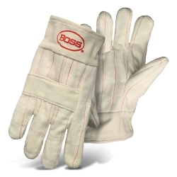 Boss® 1JC3017 Heavy Weight Hot Mill Gloves, L, Cotton, Natural, Burlap Lining, Band Top Cuff, 11 in L, Resists: Heat