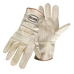 Boss® 1JC3018 Heavy Weight Hot Mill Gloves, L, Cotton, Natural, Burlap Lining, Gauntlet Cuff, 12-1/2 in L, Resists: Heat