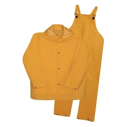 Boss® 3PR0300Y5 3-Piece Premium Grade Rainsuit, 5XL, Yellow, Polyester/PVC, Detachable Hood