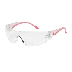 Bouton® 250-12-0100 Lady Eva® 1-Piece Bi-Focal Lens Safety Reading Eyewear, +1 Diopter, Clear/Pink, Polycarbonate Frame, Yes UV Protection, ANSI Z87.1+/Z87.1-2015