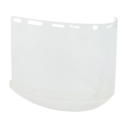 Bouton® 251-01-5210 Flat Universal Fit Optical Safety Visor, Clear, Polycarbonate, 8 in H x 15-1/2 in W x 0.04 in THK Visor, For Use With Headgear and Hard Hat Adapter, Resists: Impact, ANSI Z87.1+