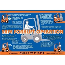 Brady® 105617 Laminated Rectangular Safety Wall Chart, English, [SAFE FORKLIFT OPERATION], 20 in L x 29 in W