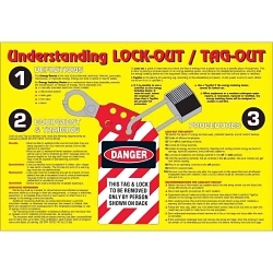 Brady® 105626 Laminated Rectangular Safety Poster, English, UNDERSTANDING LOCK-OUT / TAG-OUT, 20 in L x 29 in W