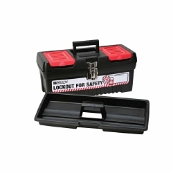 Brady® 105906 Medium Unfilled Lockout Toolbox, Black/Red, 7.8 in H x 16.2 in W x 7.3 in D