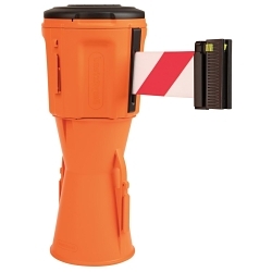 Brady® 1132631 EasyExtend Retractable Head Unit with Cone Adapter, 12 in H Post, Plastic Post, 32 ft L Red/White Belt