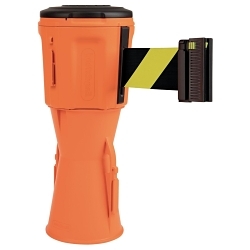 Brady® 1132634 EasyExtend Retractable Head Unit with Cone Adapter, 12 in H Post, Plastic Post, 32 ft L Yellow/Black Belt