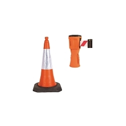 Brady® 1132637 EasyExtend Retractable Head Unit, 44 in H Post, Plastic Post, 14 in W x 14 in L Base, 32 ft L Red/White Belt