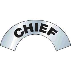 Brady® 28713 Reflective Rectangular Self-Adhesive Hard Hat Label, 6-7/8 in W, CHIEF Legend, Black on Silver, B-997 Retroreflective Sheeting