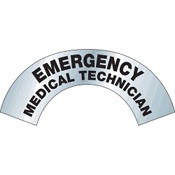Brady® 28714 Arch Reflective Self-Adhesive Hard Hat Label, 6-7/8 in W, EMERGENCY MEDICAL TECHNICIAN Legend, Black on Silver, B-997 Retroreflective Sheeting