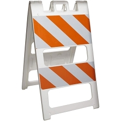 Brady® 57627 Type II Standard Folding Barricade, Reflective Orange/White, 45 in H x 25 in W