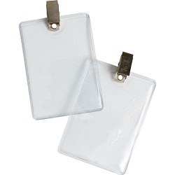Brady® 69721 Clip-On Vertical Badge Holder, 3-3/8 in H x 2-3/8 in W, Vinyl, Clear