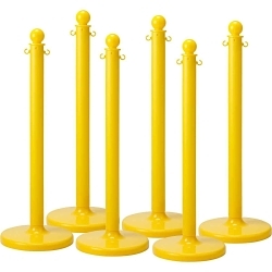 Brady® BradyLink® 80944 Small Stanchion Warning Post With C-Hook, 2-1/2 in Dia x 40 in H Polystyrene Post, 14 in Dia B-900 Polyethylene Flat/Fillable Non-Conductive Base