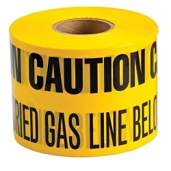 Brady® Identoline® 91294 Gas Line Underground Warning Tape, Black on Yellow, 1000 ft L x 6 in W x 0.035 in THK