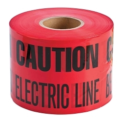 Brady® Identoline® 91296 Electric Line Underground Warning Tape, Black on Red, 1000 ft L 6 in W 0.035 in THK
