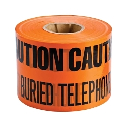 Brady® Identoline® 91297 Telephone Line Underground Warning Tape, Black on Orange, 1000 ft L x 6 in W x 0.035 in THK