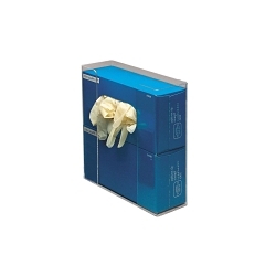 Brady® GD02 Double Box Glove Dispenser, 2-Compartment, Surface/Wall Mount, Hinged Top Dispensing, Acrylic Glass, Clear