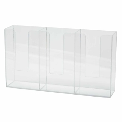 Brady® GD03DL Deluxe Triple Box Open Top Glove Dispenser, 3-Compartments, Acrylic Glass, Clear