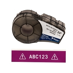 Brady® M21-750-595-PL BPM®21 Printer Label, 21 ft L x 3/4 in W, For Use With BMP® 21 PLUS Portable Label Printers, IDPAL™ and LABPAL™ Handheld Label Maker, B-595 Vinyl, White on Purple