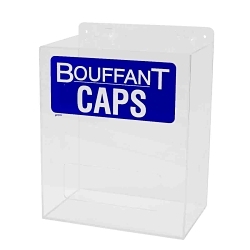 Brady® PD524E Surface/Wall Mount Bouffant Cap Dispenser, 14 in H x 12 in W x 8 in D, Clear on Blue, Acrylic Glass