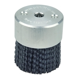 Bore-Rx™ 85736 Crimped Maximum Density Miniature Rectangle Straight Disc Brush, 2 in Dia Brush, 3/8 in Center Hole, Ceramic Fill