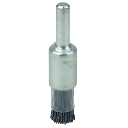 Bore-Rx™ 86098 Stem Mount End Brush, 3/8 in Dia Brush, Crimped, 0.026 in Dia Filament/Wire, Ceramic Fill, 1/4 in L Trim