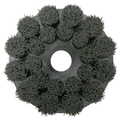 Bore-Rx™ 86116 Crimped Round Shell Mill Holder Straight Disc Brush, 6 in Dia Brush, 1-1/4 in Center Hole, 0.043 in Dia Filament/Wire, Ceramic Fill