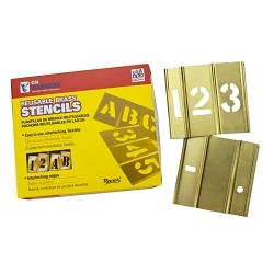 C.H.Hanson® 10011 15-Piece Interlocking Reusable Single Number Stencil Set, 2 in H, Gold, 28 ga Brass