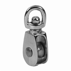 Campbell® T7655002 Single Sheave Swivel Eye Pulley, 3/4 in, 5/16 in, 25 lb, Die Cast Zinc, Triple Copper/Nickel Plated