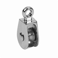 Campbell® T7655062 Rigid Single Sheave Eye Pulley, 1/2 in, 3/16 in, 30 lb, Die Cast Zinc, Triple Copper/Nickel Plated