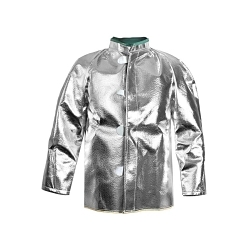 National Safety Apparel® C22NL2X30 Aluminized Coat, 2XL, Silver, Aluminized OPF/Para-Aramid, 47 to 49 in Chest, Resists: Molten Metal Splash, Radiant Heat and Sparks, ASTM F955