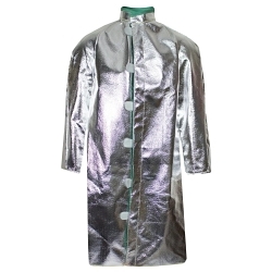 National Safety Apparel® C22NL2X45 Aluminized Coat, 2XL, Silver, Aluminized OPF/Para-Aramid, 47 to 49 in Chest, Resists: Molten Metal Splash, Radiant Heat and Sparks, ASTM F955