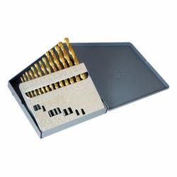 Chicago-Latrobe® 41798 150ASP-TN Heavy Duty Jobber Length Drill Set, 1/16 in Min Drill Bit, 1/4 in Max Drill Bit, 135 deg Drill Point Angle, 13 Pieces, HSS, TiN Coated