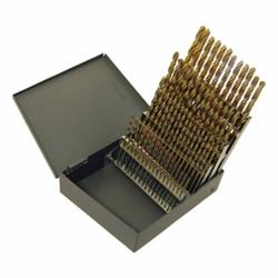 Chicago-Latrobe® 41802 150ASP-TN Heavy Duty Jobber Length Drill Set, #60 Min Drill Bit, #1 Max Drill Bit, 135 deg Drill Point Angle, 60 Pieces, HSS, TiN Coated