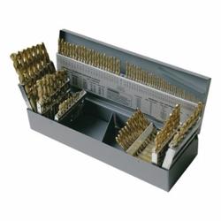 Chicago-Latrobe® 41804 150ASP-TN Heavy Duty Jobber Length Drill Set, 135 deg Drill Point Angle, 115 Pieces, HSS, TiN Coated