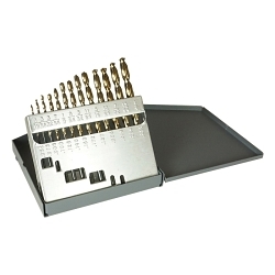 Cle-Line® C18619 1872 Heavy Duty Jobber Length Drill Set, 1/16 in Min Drill Bit, 1/4 in Max Drill Bit, 135 deg Drill Point Angle, 13 Pieces, HSS, Black/Gold