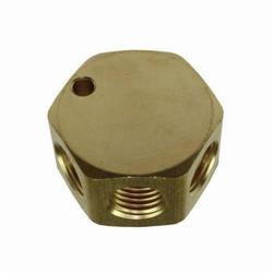 Coilhose® 3132-DL Flat Hex Manifold, 3 1/4 in FPT Outlets x 1 3/8 in FPT Inlets, Aluminum/Brass, Import