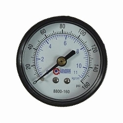 Coilhose® 8800-160 Analog Dry Round Pressure Gauge, 0 to 160 psi Pressure, 1/4 in NPT Connection, 2 in Dia Dial, +/- 3-2-3 % Accuracy