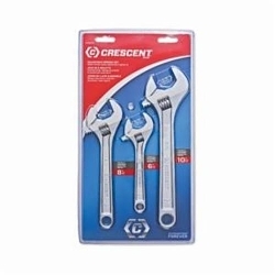 Crescent® AC26810VS Adjustable Regular Length Handle Wrench Set, 3 Pieces, 6 to 10 in, Satin Chrome
