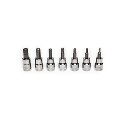 Crescent® CBSS0N Socket Bit Set, 1/8 to 3/8 in Hex, 3/8 in Drive, 7 Pieces, Polished Nickel/Polished Chrome, ANSI/ASME Specified
