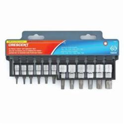 Crescent® CBSS2 Socket Bit Set, 1/4, 3/8 in Drive, 12 Pieces, Polished Chrome