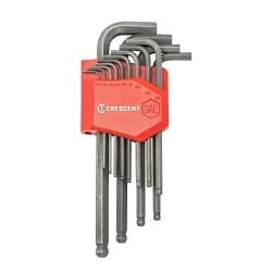 CrescentĀ® CHKLABALL13 Ball End Imperial Long Arm Hex Key Set, 13 Pieces, 0.05 to 0.375 in Hex, Hex Drive, ASME B18.3, Alloy Steel, Black Oxide