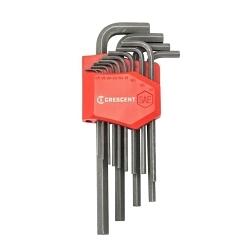 CrescentĀ® CHKLASAE13 Long Arm Hex Key Set, 13 Pieces, 0.05 to 0.375 in Hex, Hex Drive, ASME B18.3, Alloy Steel, Black Oxide