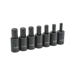 Crescent® CIMBS12N Socket Bit Set, 8 to 15 mm Hex, 1/2 in Drive, 7 Pieces, Black Phosphate, ANSI/ASME Specified