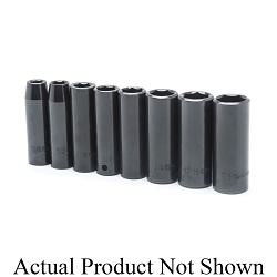 Crescent® CIMS2N Socket Set, ASME B107.2, 6 Points, 1/2 in Drive, 8 Pieces, Included Socket Size: 7/16 to 7/8 in