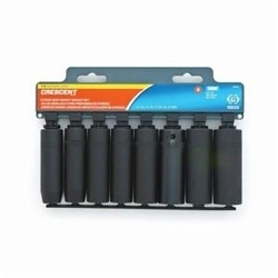 Crescent® CIMS3 Deep Impact Socket Set, 8 Pieces, Chrome Vanadium Steel, Black Oxide