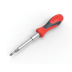Crescent® CMBD1 50-in-1 Quick-Convert Bit Driver, #1, #2, 1/4 in, 5/16 in, 7/16 in, 3/16 in, 9/32 in Phillips®/Slotted Point, 9.3 in OAL, Dual Material Handle, Polished Chrome, ASME B107.600-2008