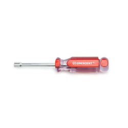 Crescent® CND14 Nutdriver, 1/4 in, Solid Shank, Red/Clear Tri-Lobe Extruded Ergonomic Grip Handle, ASME B107.110-20123, Polished Nickel/Polished Chrome