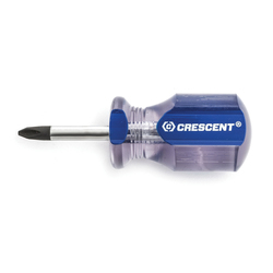 Crescent® CP2112 Stubby Screwdriver, #2 Phillips® Point, 3-13/16 in OAL, Acetate Handle, Polished Chrome, ASME B107.600-2008