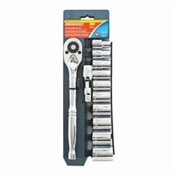 Crescent® CSWS12 Socket Wrench Set, 1/2 in Drive, 12 Pieces, Chrome Vanadium Steel, Mirror Polished/Nickel Chrome