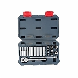 Crescent® CSWS2 Socket Wrench Set, 1/4 in Drive, 21 Pieces, Chrome Vanadium Steel, Mirror Polished/Nickel Chrome